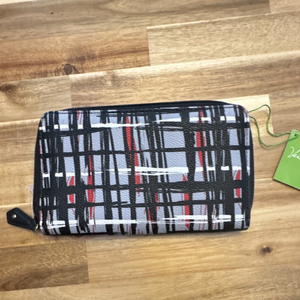 Vera Bradley‎ Accordion Wallet Black/White/Red Plaid Zip Around - Picture 3 of 4